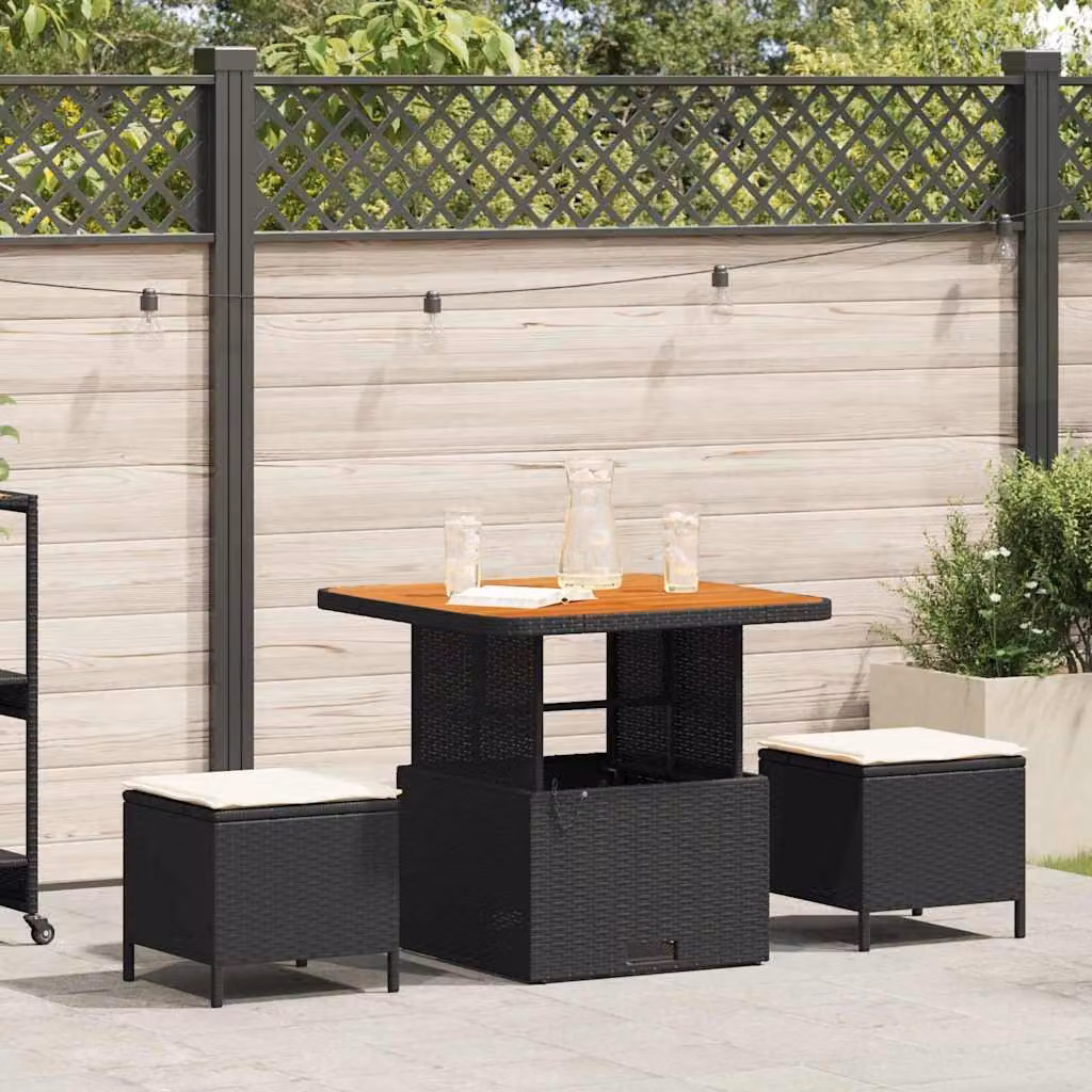 Maison Exclusive - Set da pranzo per esterno, 3 pezzi, in rattan sintetico nero
