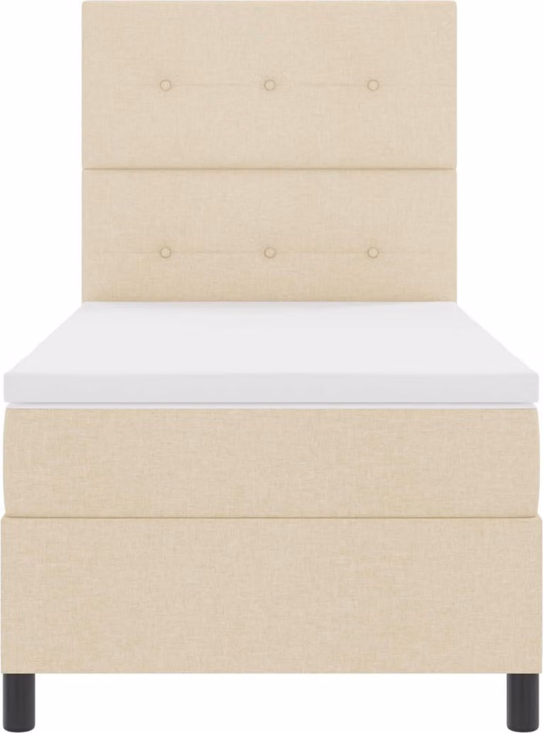 Maison Exclusive - Letto boxspring con strisce luminose a LED, color crema, 80 x 200 cm, rivestimento in tessuto