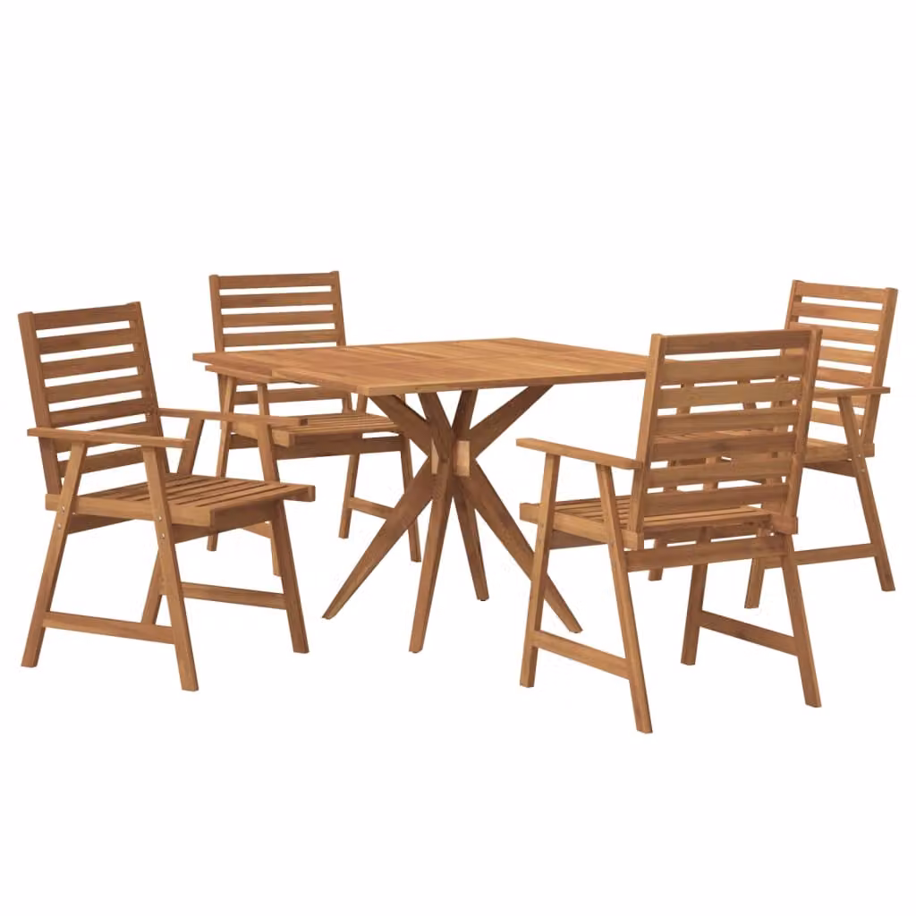 set da pranzo da giardino 5 pezzi in legno massiccio di acacia