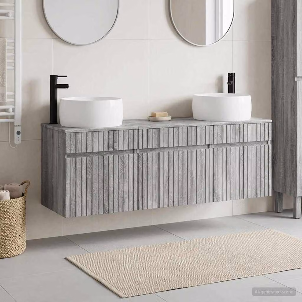 Set di 3 armadi da bagno moderni vidaXL in legno grigio L/P/H: 49 x 44,5 x 66 cm