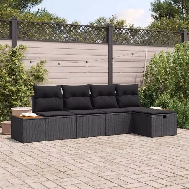 Set Divano da Giardino 6 pz Nero polyrattan 3360952