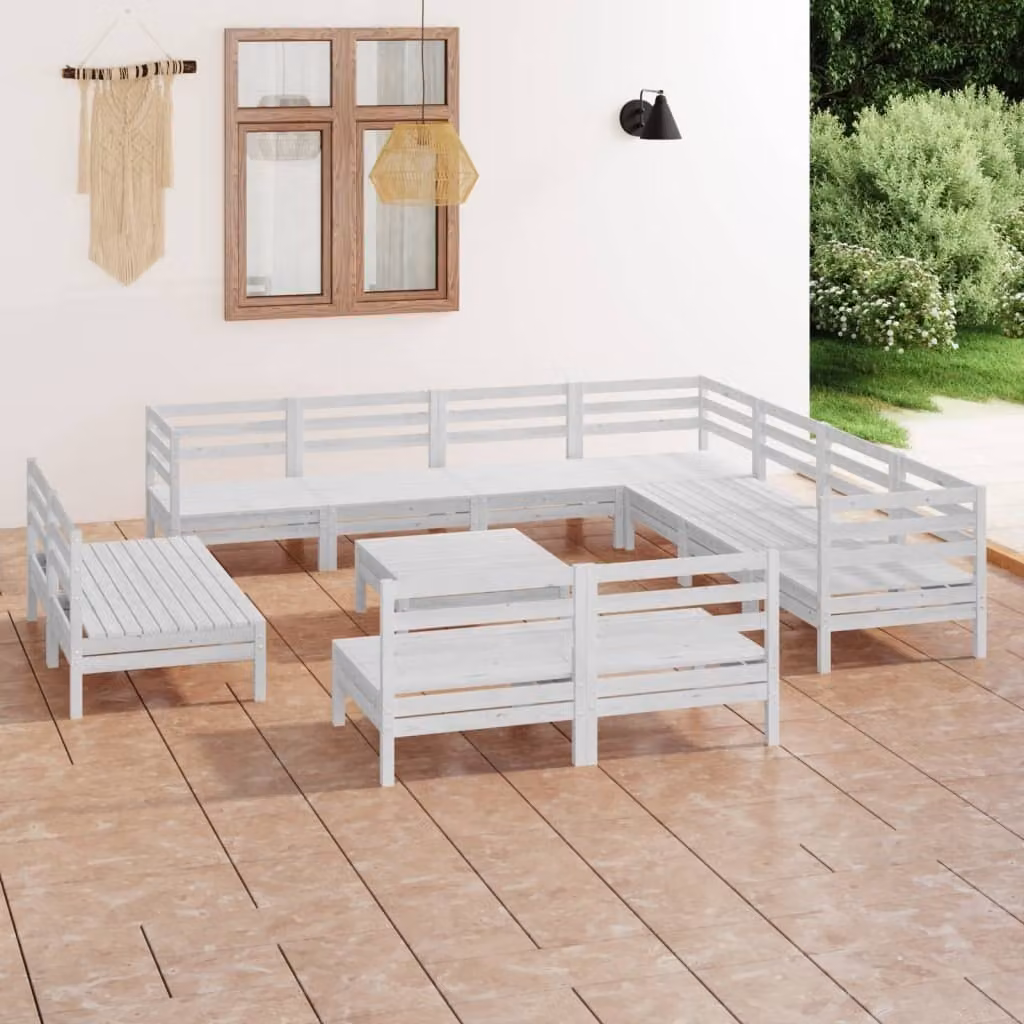 Maison Exclusive - Set Salotto da Giardino 12 pz in Legno Massello di Pino Bianco