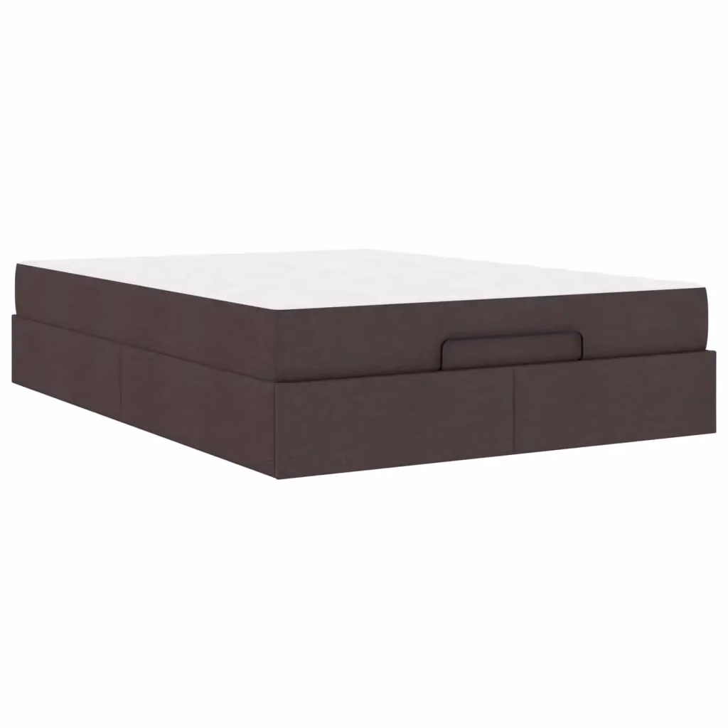 Letto matrimoniale con materasso in schiuma vidaXL, struttura imbottita in tessuto marrone con cassetti, L: 160 cm, P: 200 cm, H: 203 cm – 2