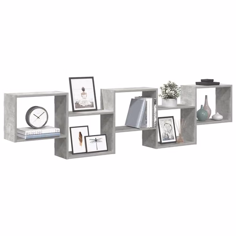 vidaXL Mensola a Cubo da Parete con 5 Scomparti in MDF Grigio Moderno