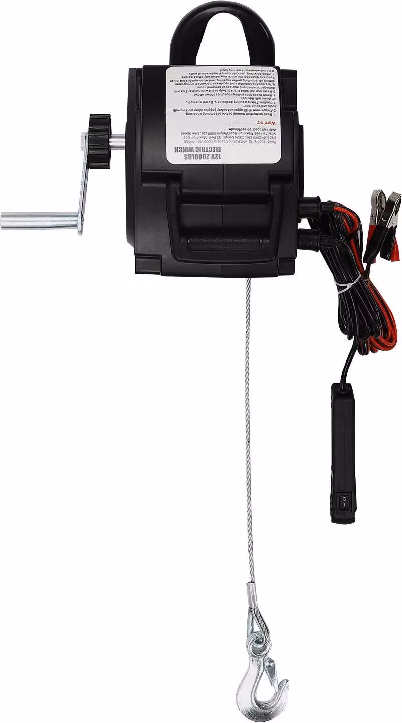 Verricello elettrico - Comando manuale con cavo da 12 V - Potenza 300 W - Per auto, rimorchi, autocarri, barche - Uso nautico