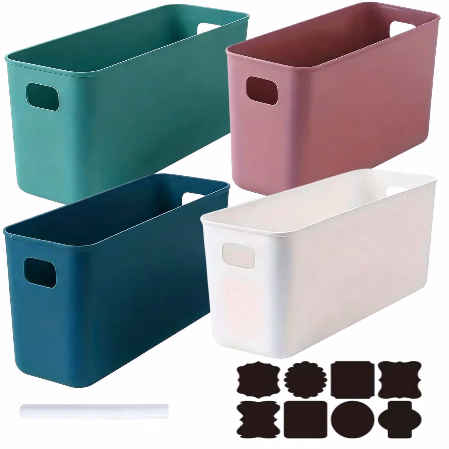Set di 4 contenitori in plastica per l'organizzazione di cucina e bagno