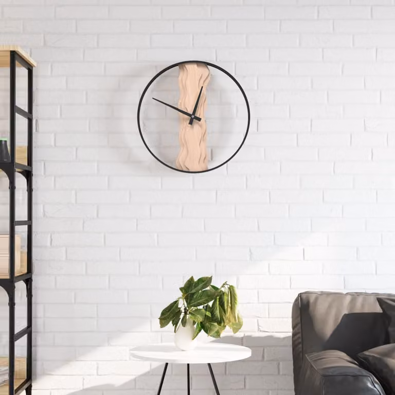Orologio a Parete Analogico vidaXL in Legno e Metallo Marrone con Movimento Silenzioso, Diametro: 35 cm