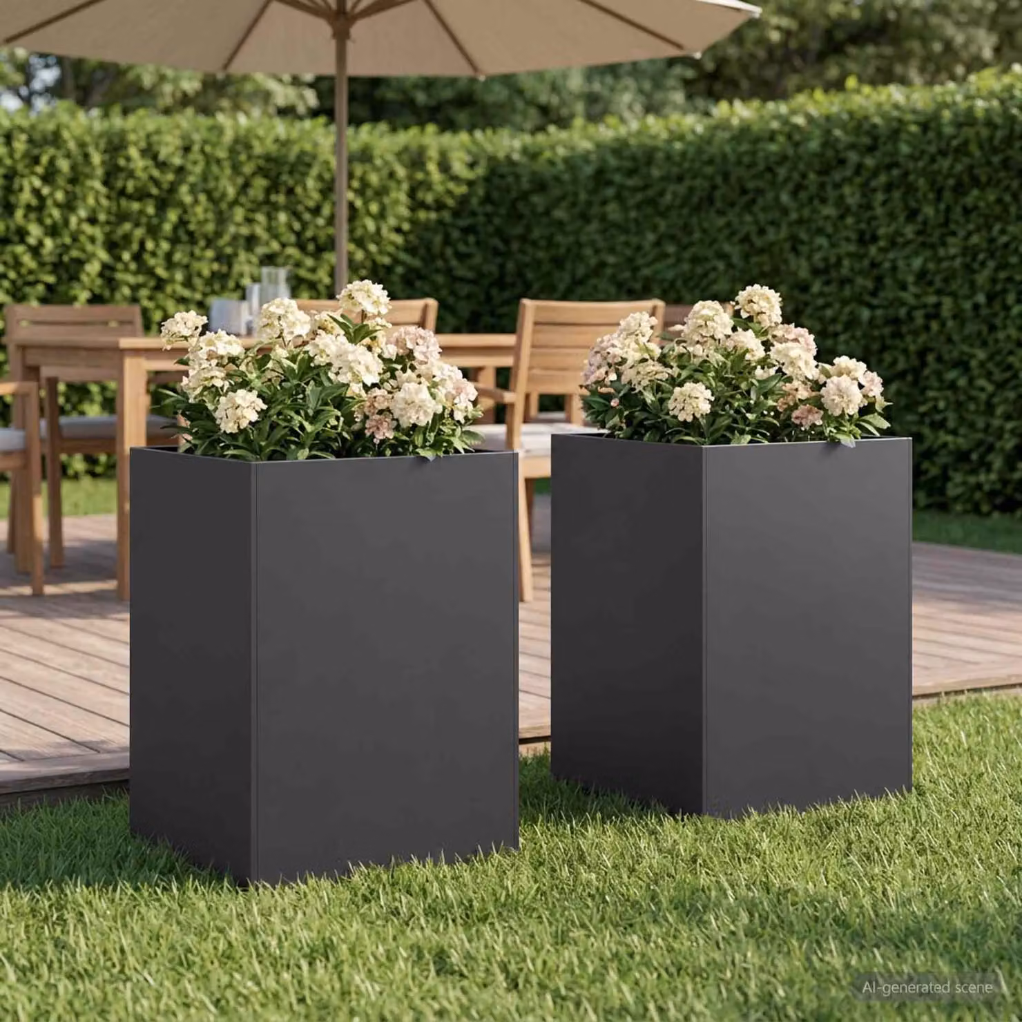 Set di 2 vasi da giardino vidaXL in metallo neri L/P/H: 50 x 50 x 75 cm
