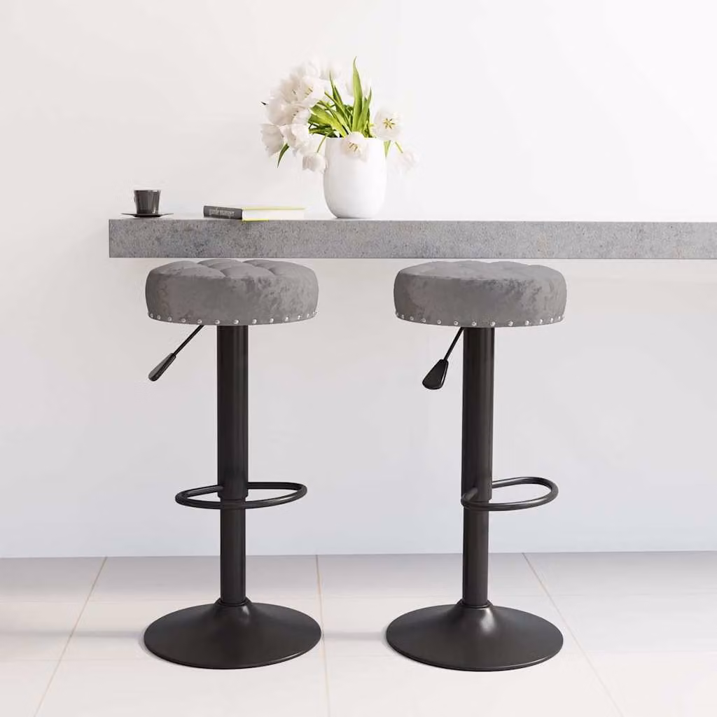 Set di 2 sedie da bar vidaXL in velluto grigio scuro con base girevole a 360 gradi