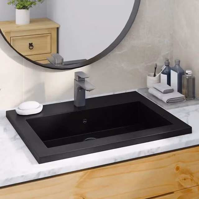 Lavandino in granito vidaXL nero L: 60 cm, P: 45 cm, H: 12 cm – 1