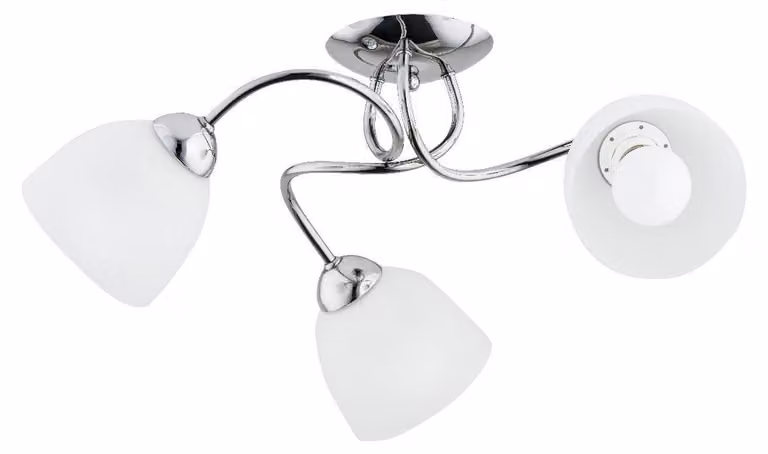 Lampada da soffitto SILIA cromata bianca 3xE27x15W in metallo, dimensioni: 25x60x60 cm, IP20, Alfa