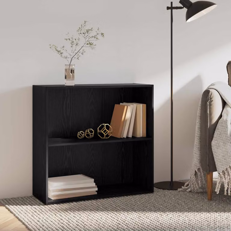 Libreria vidaXL in legno MDF con ripiani regolabili, colore nero opaco, L 80 x P 30 x H 76,5 cm