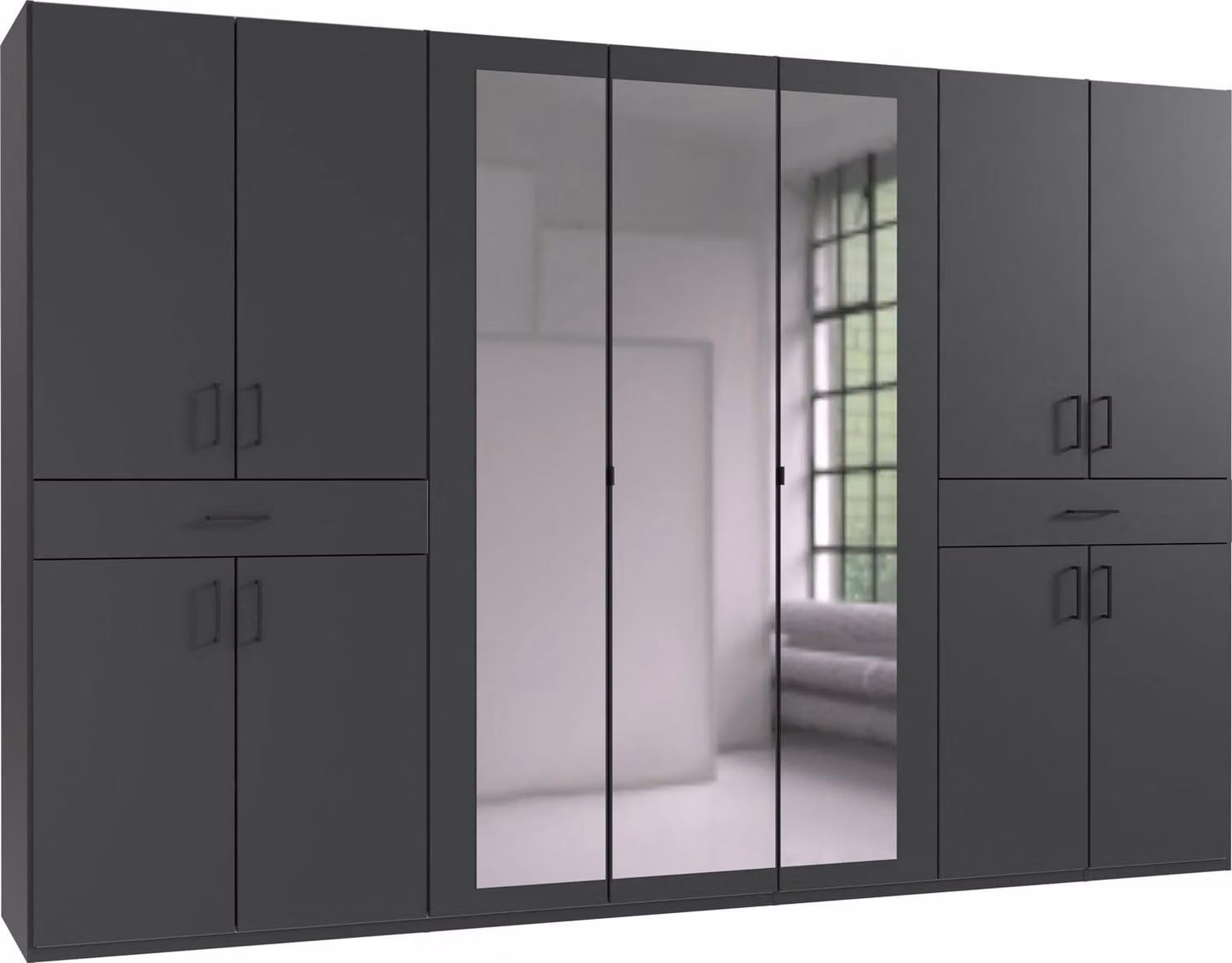 Armadio Tibet Armadio ad ante battenti Design selezionabile con specchio grafite