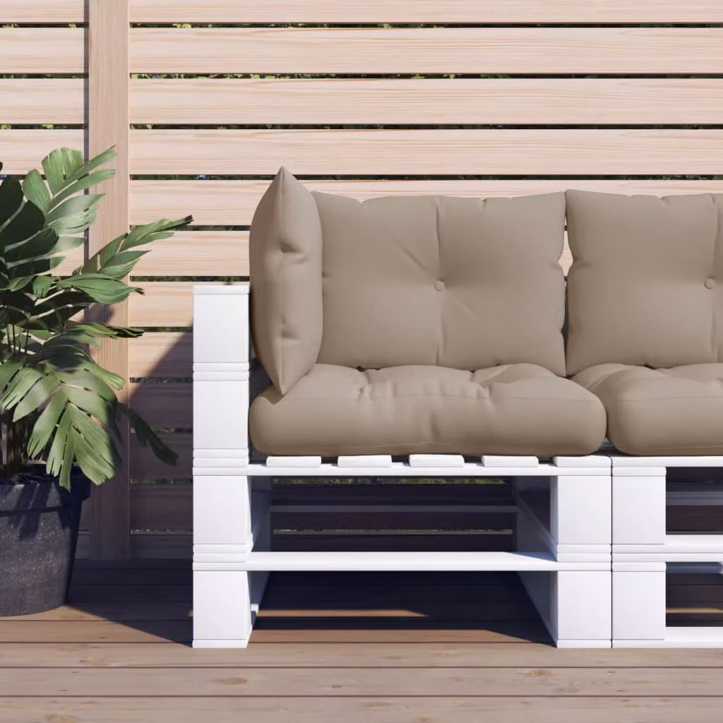 Set di 3 cuscini per pallet vidaXL in poliestere, colore beige/grigio, resistenti all'acqua e ai raggi UV