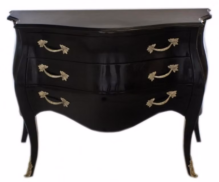 Comò Casa Padrino in stile barocco, colore nero - Comò realizzato a mano in legno massello - Dimensioni: 120 x 50 x 80 cm