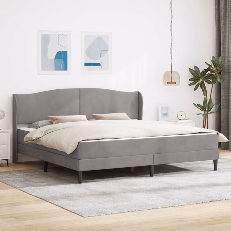 Struttura del letto moderna vidaXL in velluto grigio, L: 180 cm, P: 200 cm, H: 101 cm