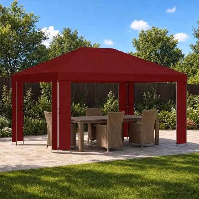 Gazebo 4 × 3 m Borgogna Poliestere e Acciaio 190 gsm 900383