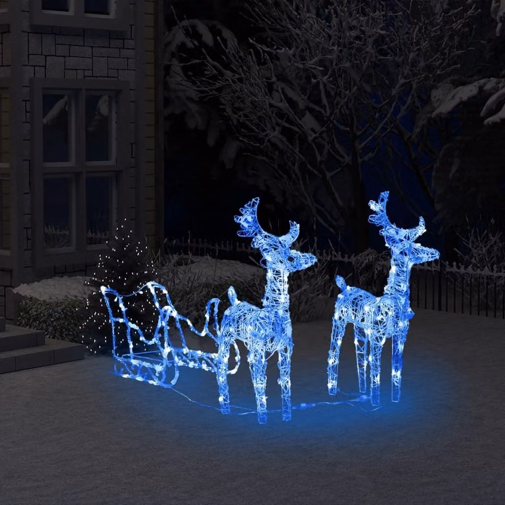 The Living Store Renna e slitta Decorazione natalizia 160 LED 130 cm acrilico