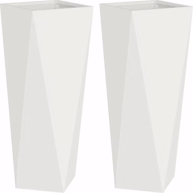 Set di 2 fioriere moderne da esterno HELLOSHOP26 in acciaio bianco, H 75 x L 30 x P 30 cm