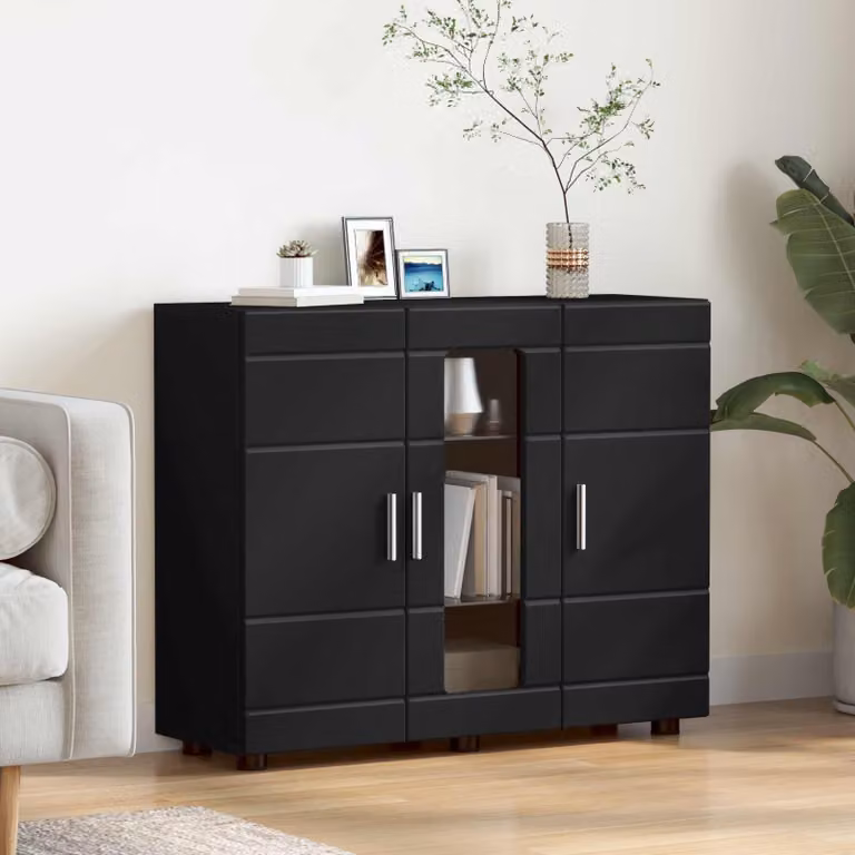 Armadio moderno vidaXL in legno MDF nero opaco