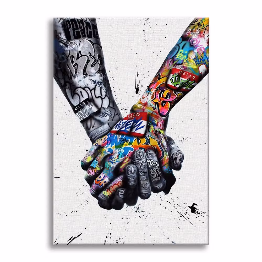 Quadro Canvas Contemporaneo Together di Signorbit, Stile Astratto Multicolore su Telaio in Legno, L: 140 cm, H: 100 cm – 2
