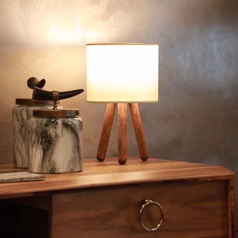 Opviq, AYD-2939, lampade da tavolo, color crema, legno, 19 x 15 x 32 cm