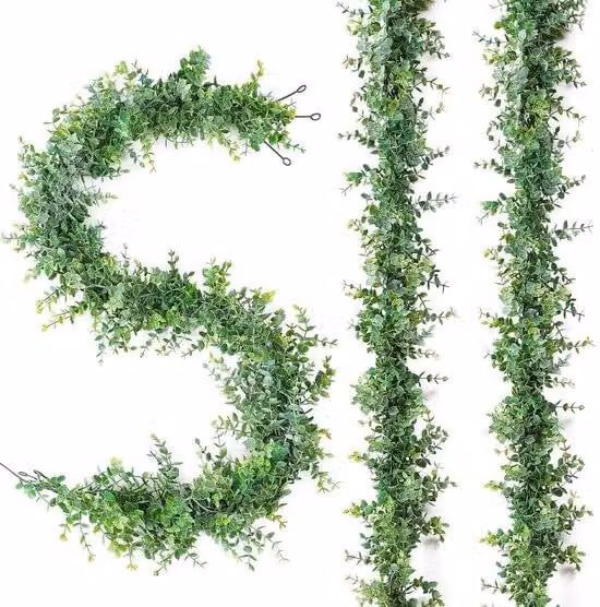 Set di 3 piante artificiali di eucalipto a forma di altalena, 1,8 m, verde turchese, accessorio per l'ufficio e il soggiorno
