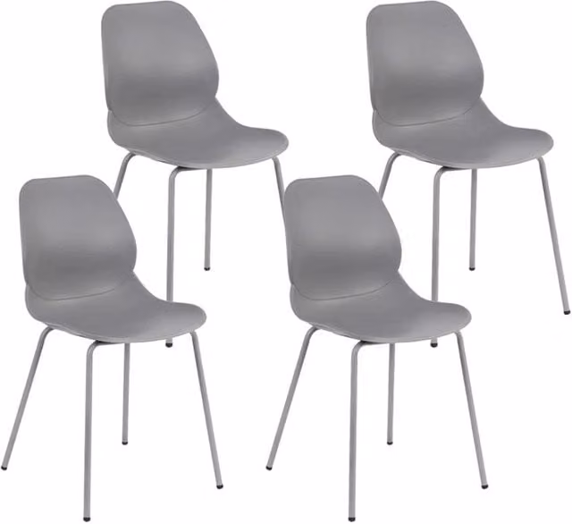 SET 4 SEDIE STOCCARDA IN PLASTICA DI COLORE GRIGIO 46 X 54 X H84 CM