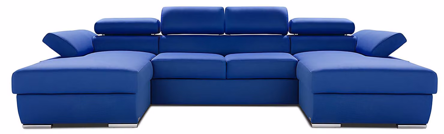 Wohnlandschaft Bettfunktion Ecksofa Stoff U-Form Couch Design Polster Textil Eck
