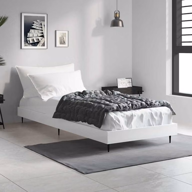 vidaXL Giroletto Bianco in Legno e Metallo L: 193 cm, P: 78 cm, H: 20 cm