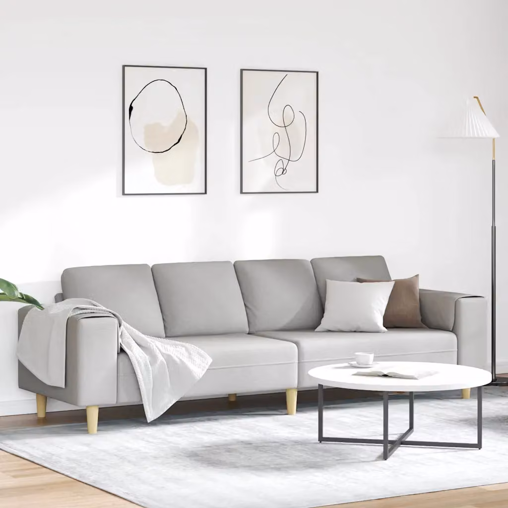 vidaXL Divano per Soggiorno Imbottito con Pouf e Cuscini, Grigio o Marrone, L: 250 cm, P: 77 cm, H: 76 cm