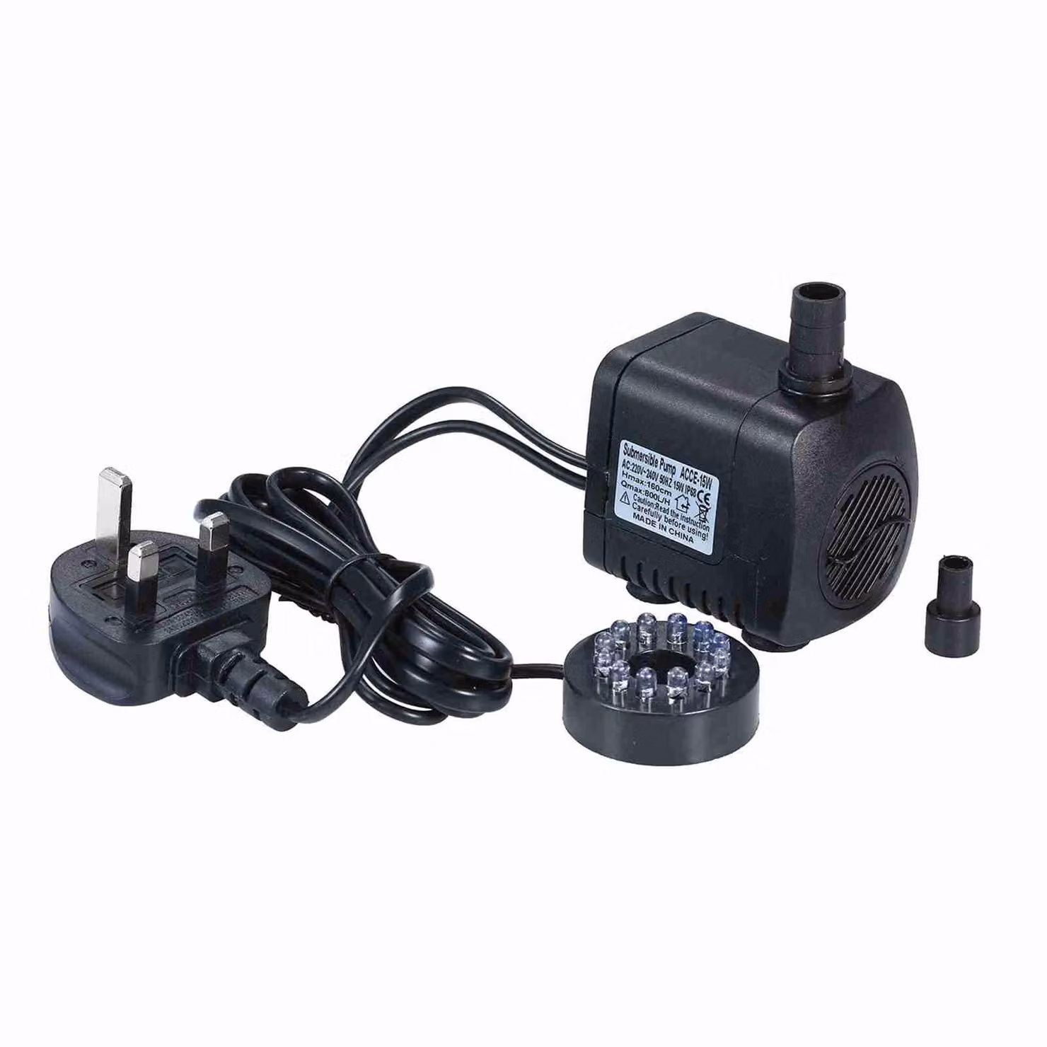 LED luce pompa sommergibile 800L/H ultra-silenzioso acquario serbatoio piscina acqua fontana pompa UK spina