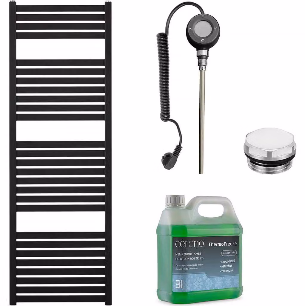 Set di radiatori elettrici da bagno Vincenzo - WIFI - 600W - nero opaco - 1330x450 mm