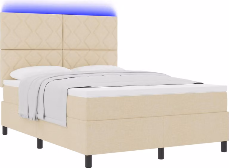 SYFAX™ Letto a molle con materasso con led Crema 160 x 200 cm Tessuto