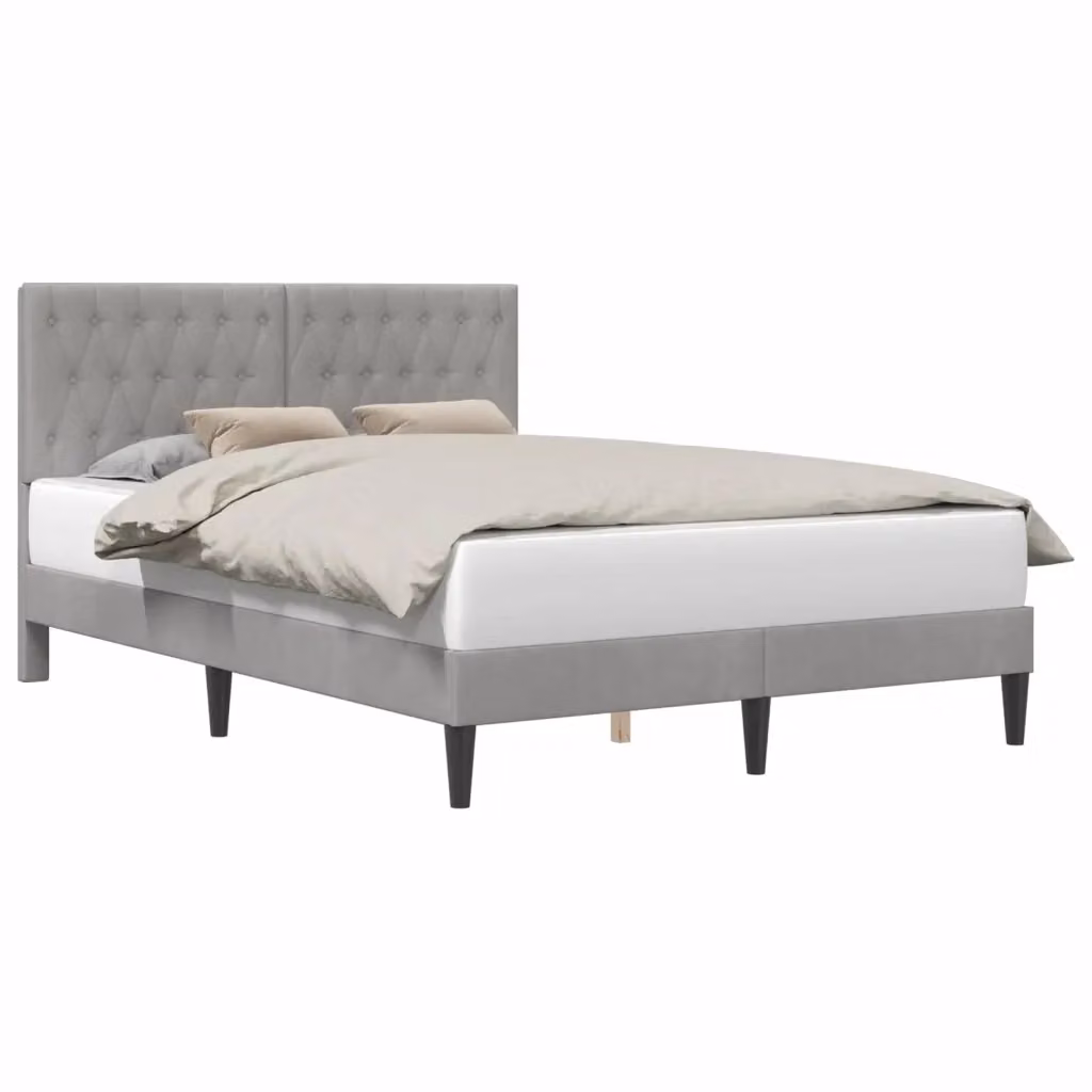 Struttura letto moderna Design In in velluto grigio con giroletto L/P/H: 120 x 200 x 96 cm – 2