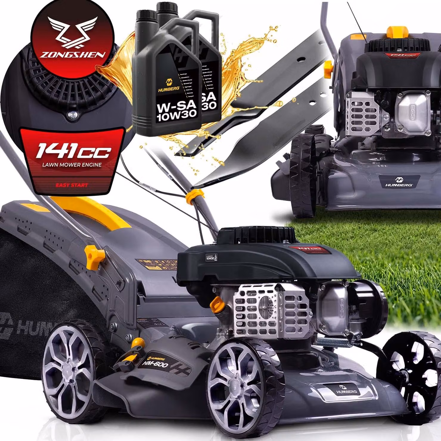 Tosaerba a motore HM-600, Zongshen, 40 cm, 45 L | Humberg