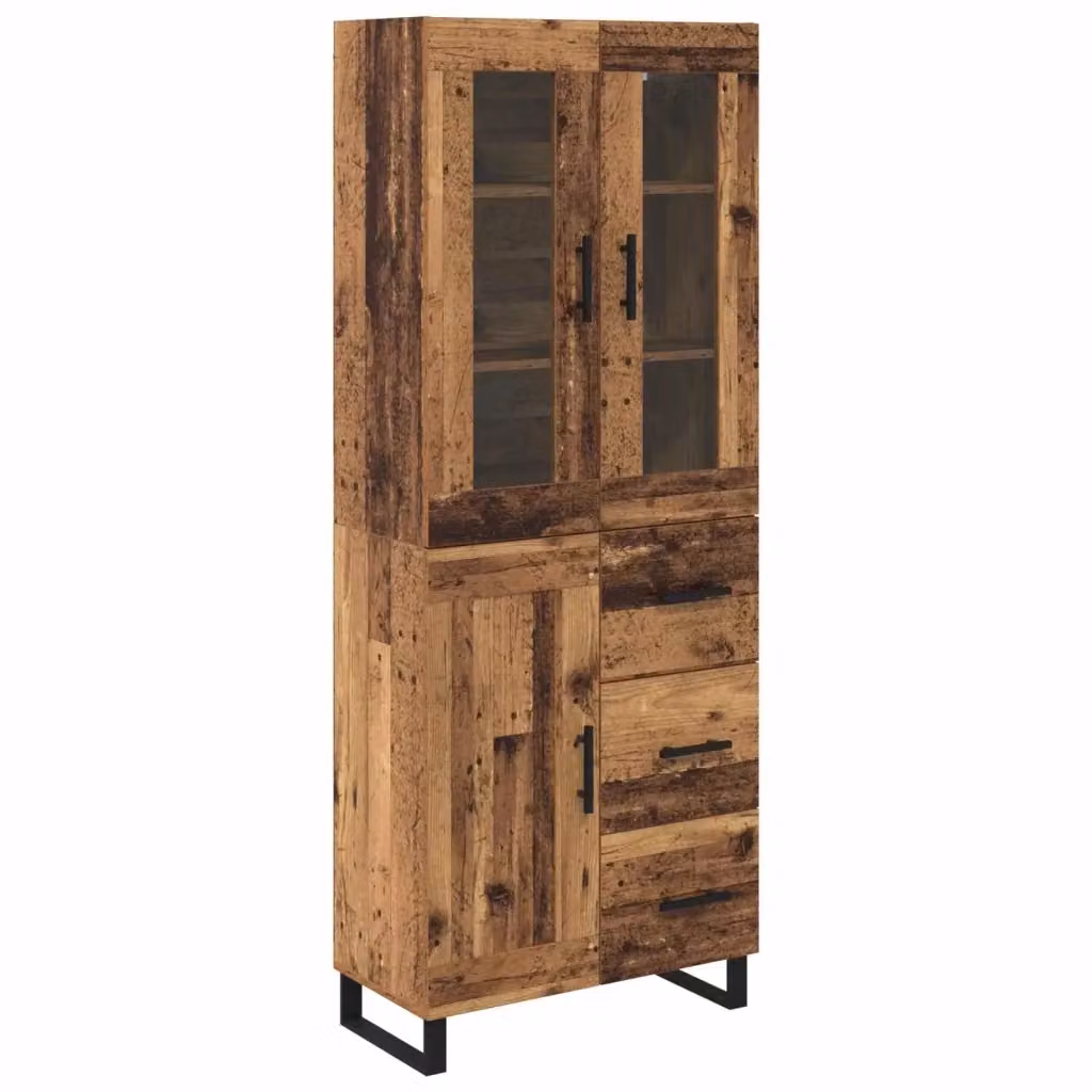 Set di 2 credenze moderne vidaXL in legno e vetro color marrone L: 69,5 cm, P: 34 cm, H: 180 cm – 2