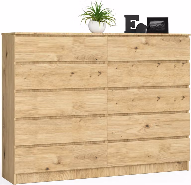 Akord Cassettiera 10 Cassetti Rovere Artigianale 160X40X121 Cm