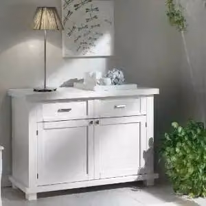 Credenza madia buffet in legno massiccio Shabby chic 2 ante mod Angela bianca