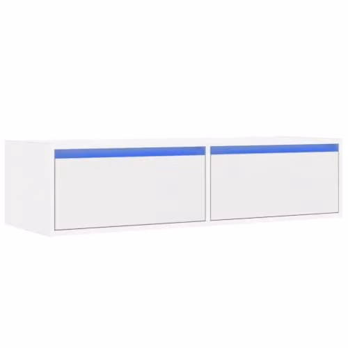 Helloshop26 Mobile TV elegante da parete con luci a LED, 100 x 35,5 x 25 cm, risparmio di spazio atmosfera accogliente in legno di ingegneria, bianco 02_0051327