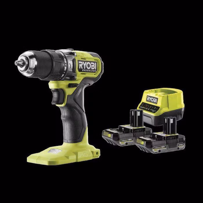 Trapano avvitatore a percussione brushless RYOBI RPD18BL1-2C20S da 18V ONE+ - 2 batterie da 2Ah, caricabatterie e custodia