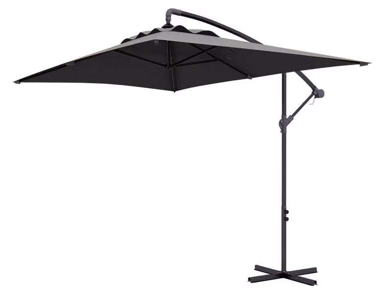 Ombrellone da Giardino Decentrato con Base a Croce e Apertura a Manovella 294x193cm Grigio