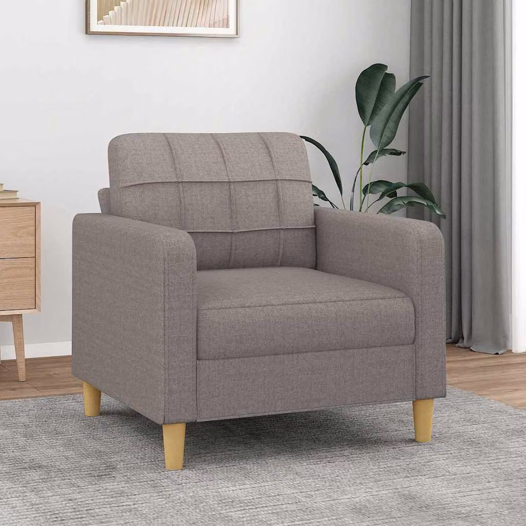 Poltrona moderna vidaXL in tessuto beige e grigio con struttura in metallo e braccioli
