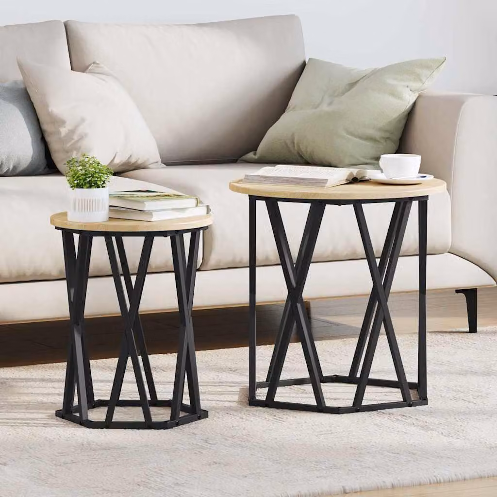 Maison Exclusive - Tavolino da caffè, 2 pezzi, legno di quercia Sonoma, 50 x 50 x 50 cm
