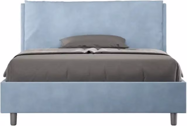 Letto matrimoniale francese Antea Large Ityhome con rete imbottita in microfibra azzurro L/P/H: 140 x 200 cm