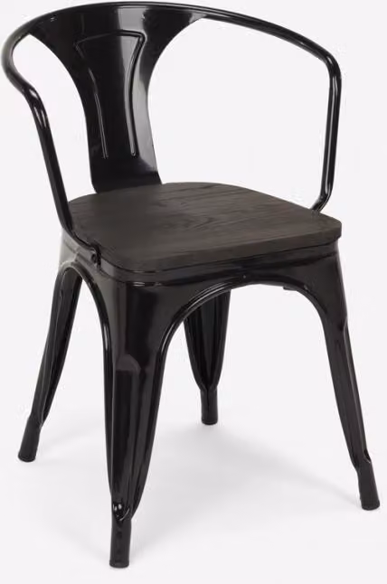 sedie metallo legno sedia stile industriale per bar cucine acciaio legno braccio - Nero