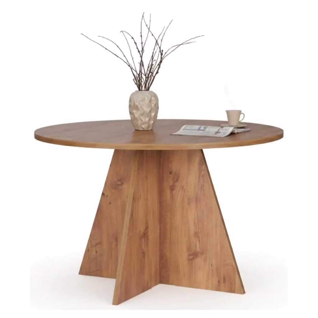 DMORA Tavolo da pranzo rotondo Racale in legno Rovere Marrone per 4 persone L: 120 cm, P: 120 cm, H: 75 cm – 2