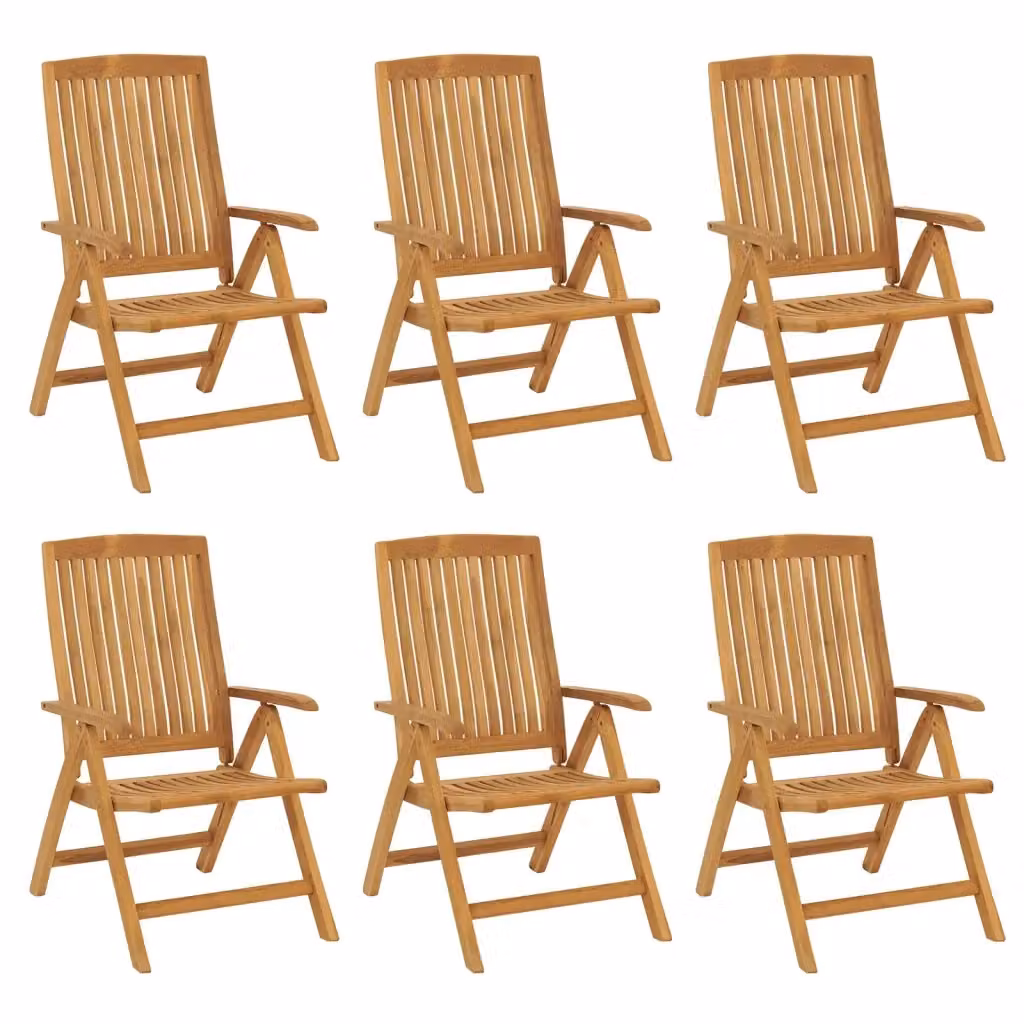 Set di 6 sedie pieghevoli reclinabili con braccioli vidaXL in legno di teak marrone – 2