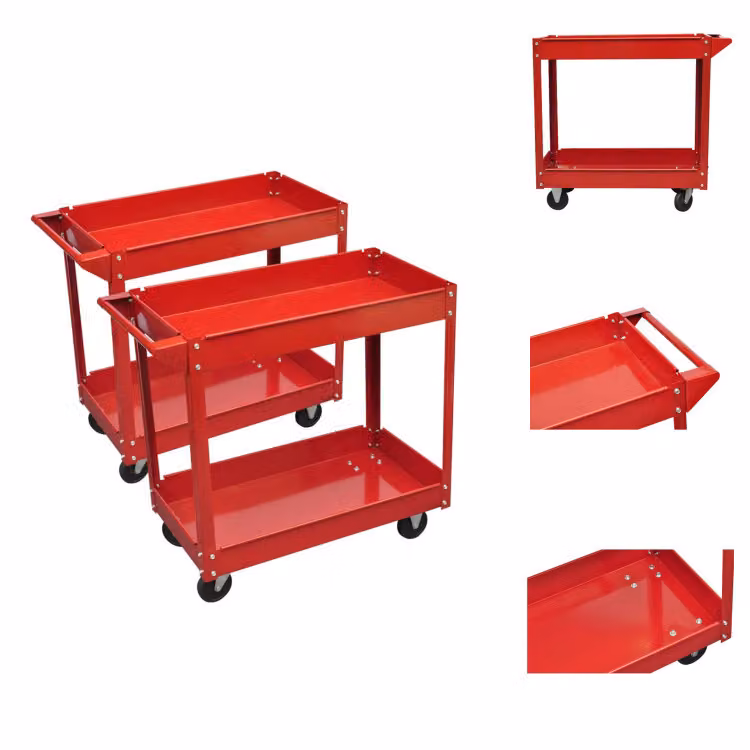 vidaXL Carrello da officina 2 pezzi 100 kg 2 ripiani - carrello e carrello manuale