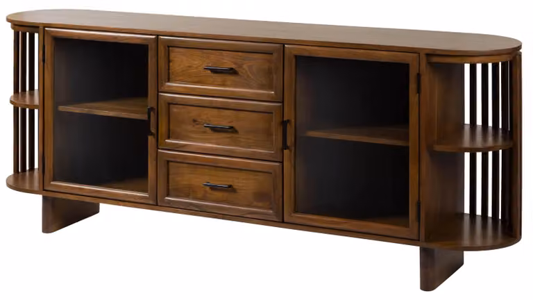 MASSIVMOEBEL24 | Credenza in legno di acacia 200x40x80 laccato naturale MADRID #56
